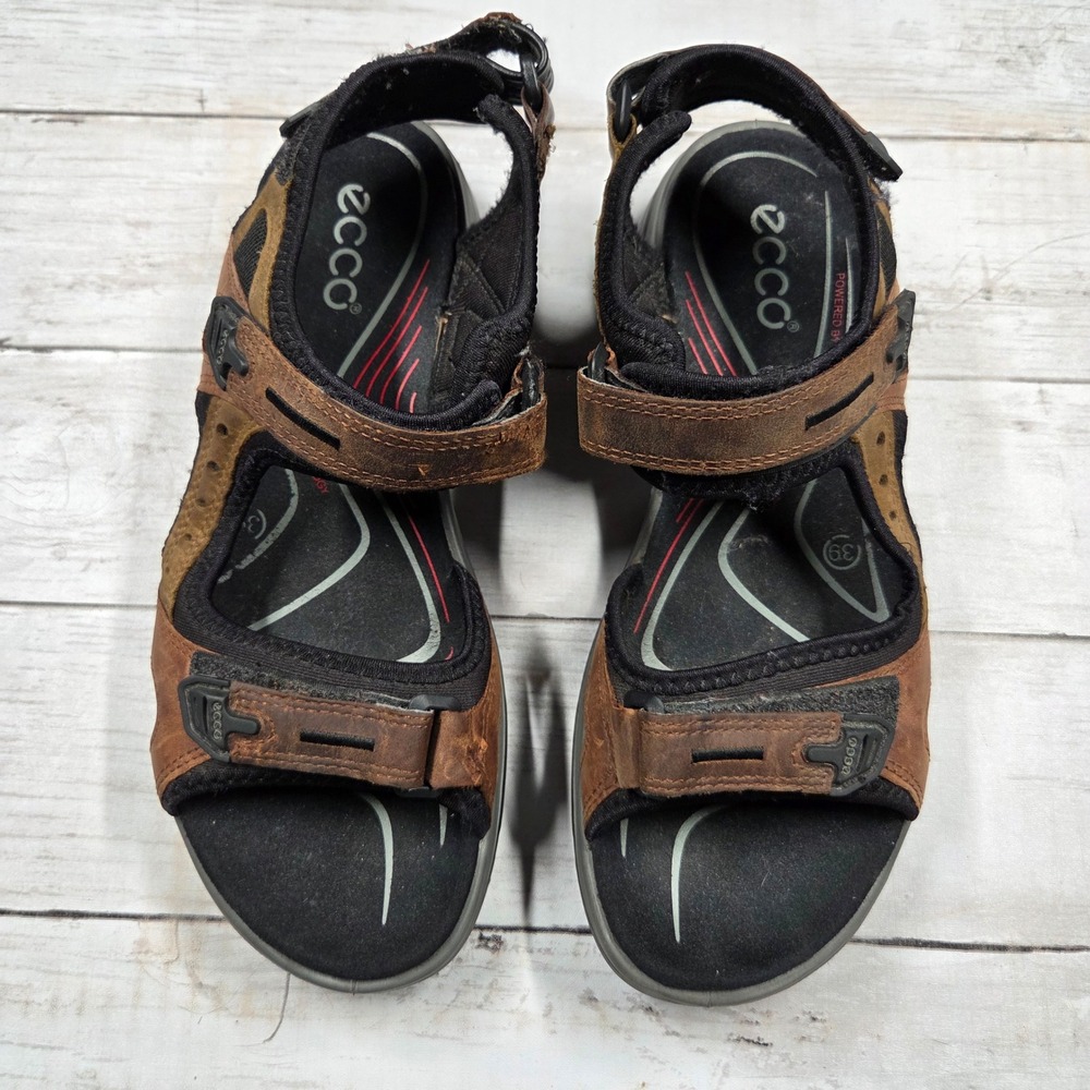ECCO Sandals Women 39(8-8.5) Brown Offroad Hiking Adjustable Strap Damaged